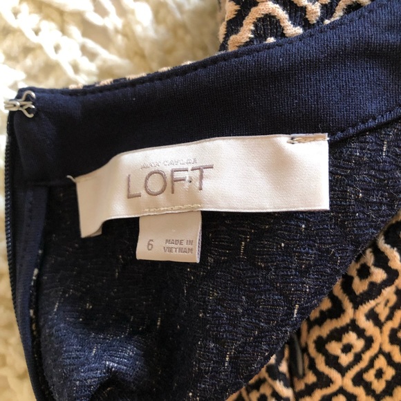 Ann Taylor Loft navy/tan fit and flair drop waist short sleeve dress size 6 - Picture 7 of 14
